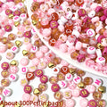 300/840pcs Pink, Red & White, Golden Letter & Heart Acrylic Beads Set - Jewelry Making Kit for DIY Bracelets, Necklaces