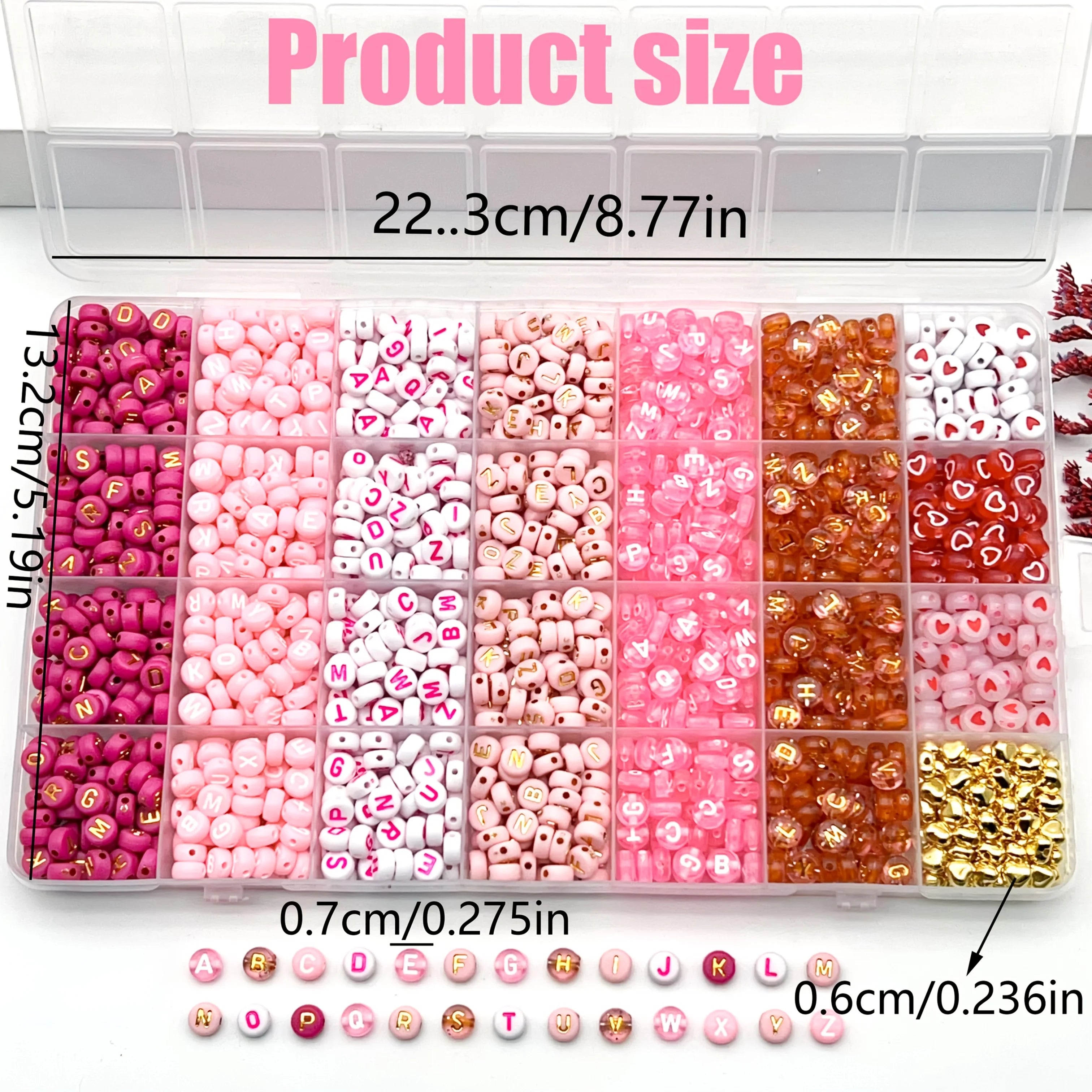 300/840pcs Pink, Red & White, Golden Letter & Heart Acrylic Beads Set - Jewelry Making Kit for DIY Bracelets, Necklaces