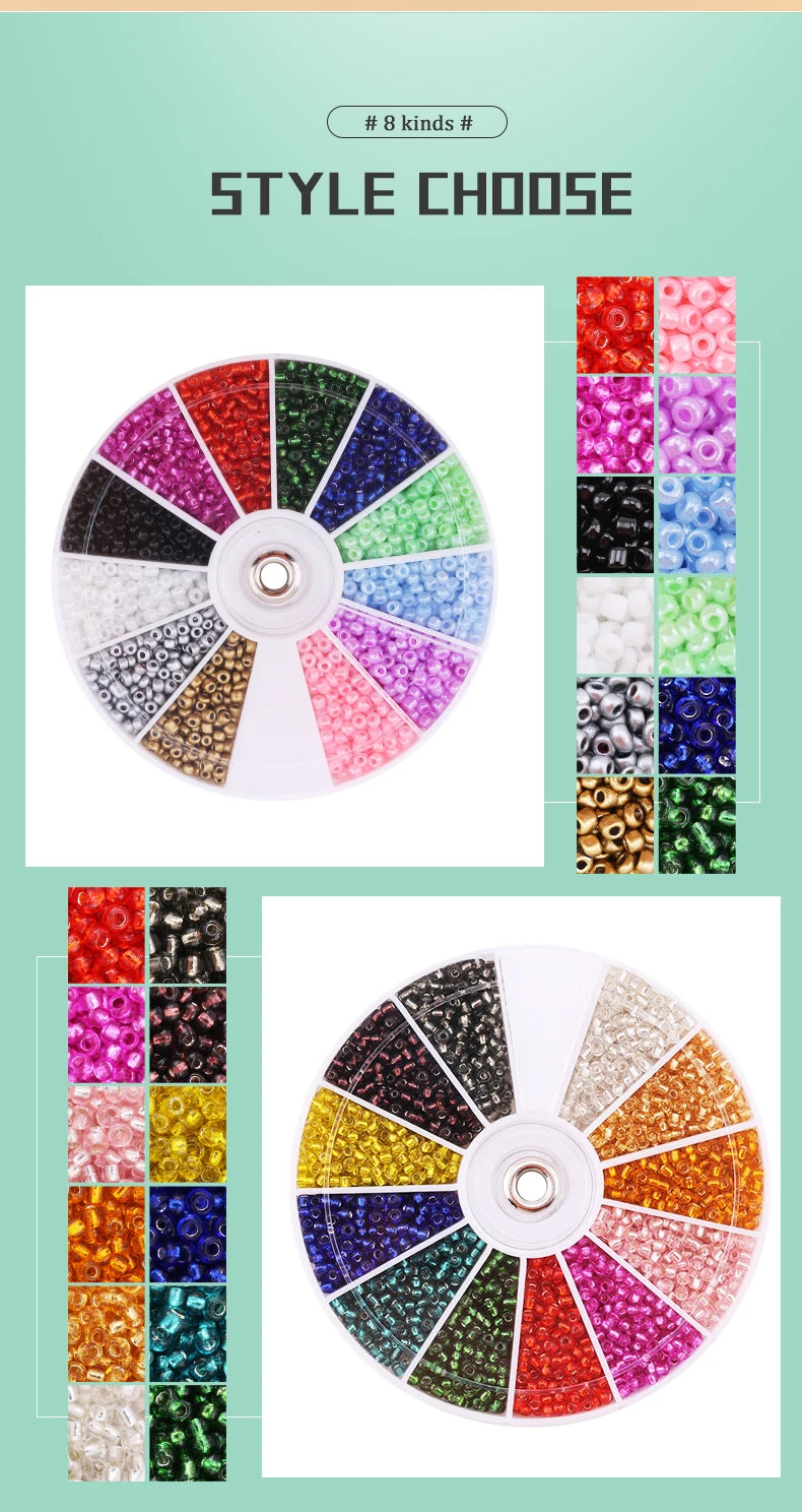 2000pcs/Lot 12Grids Glass Seed Beads Set Charms Jewelry Beads For Bracelet Necklace Earrings Handmade Craft DIY Jewelry Making