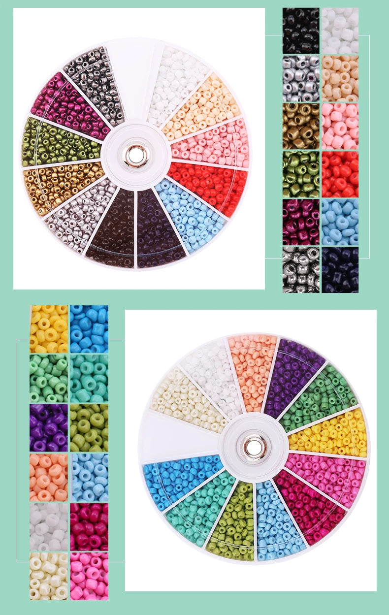 2000pcs/Lot 12Grids Glass Seed Beads Set Charms Jewelry Beads For Bracelet Necklace Earrings Handmade Craft DIY Jewelry Making