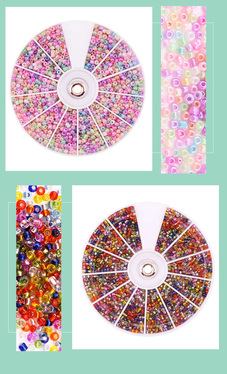 2000pcs/Lot 12Grids Glass Seed Beads Set Charms Jewelry Beads For Bracelet Necklace Earrings Handmade Craft DIY Jewelry Making