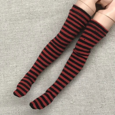 NEW handmade 1 Pair Candy Color Stripe Stocking Socks for Blyth, Azone 30cm dolls  OB, Momoko, Licca 1/6 Dolls Accessories