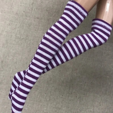 NEW handmade 1 Pair Candy Color Stripe Stocking Socks for Blyth, Azone 30cm dolls  OB, Momoko, Licca 1/6 Dolls Accessories