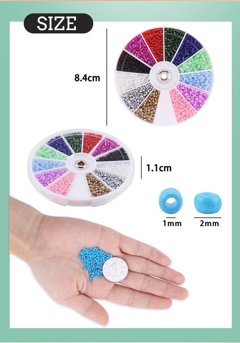 2000pcs/Lot 12Grids Glass Seed Beads Set Charms Jewelry Beads For Bracelet Necklace Earrings Handmade Craft DIY Jewelry Making