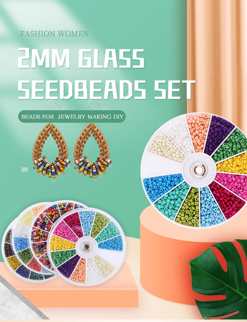 2000pcs/Lot 12Grids Glass Seed Beads Set Charms Jewelry Beads For Bracelet Necklace Earrings Handmade Craft DIY Jewelry Making