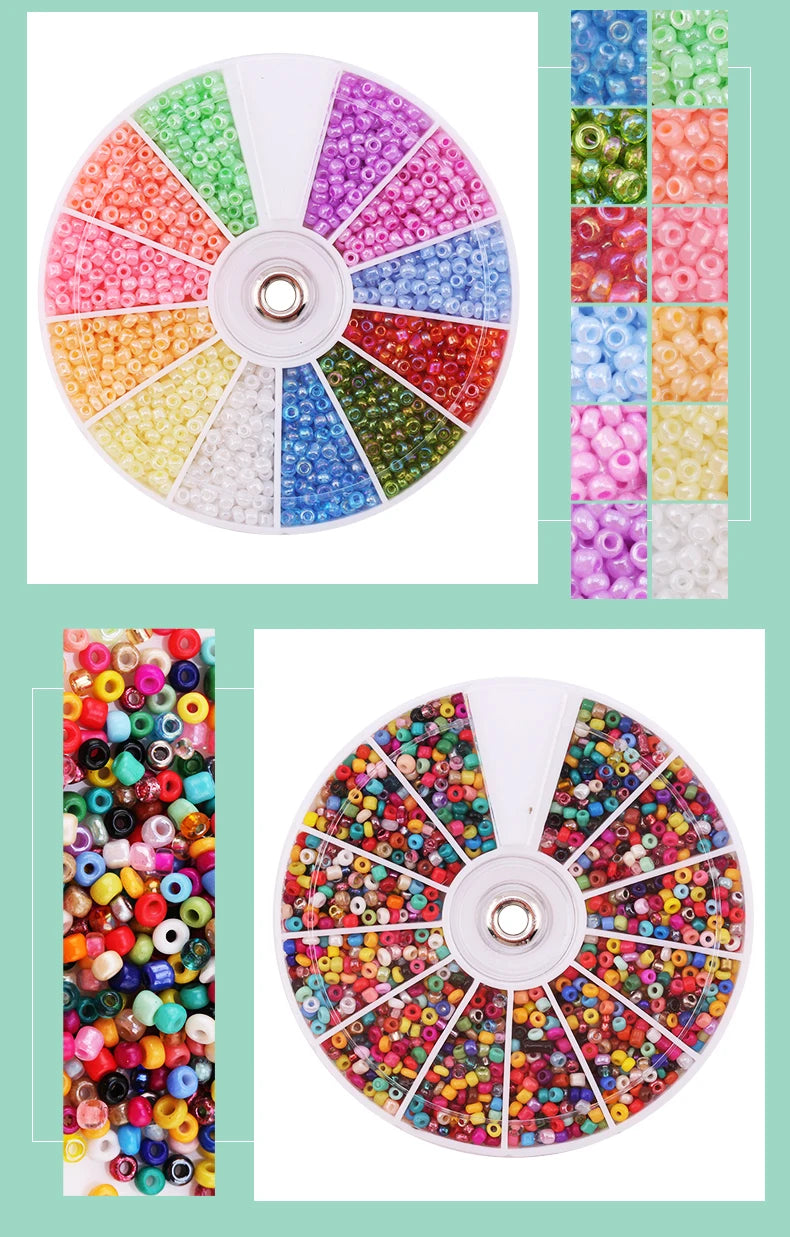 2000pcs/Lot 12Grids Glass Seed Beads Set Charms Jewelry Beads For Bracelet Necklace Earrings Handmade Craft DIY Jewelry Making