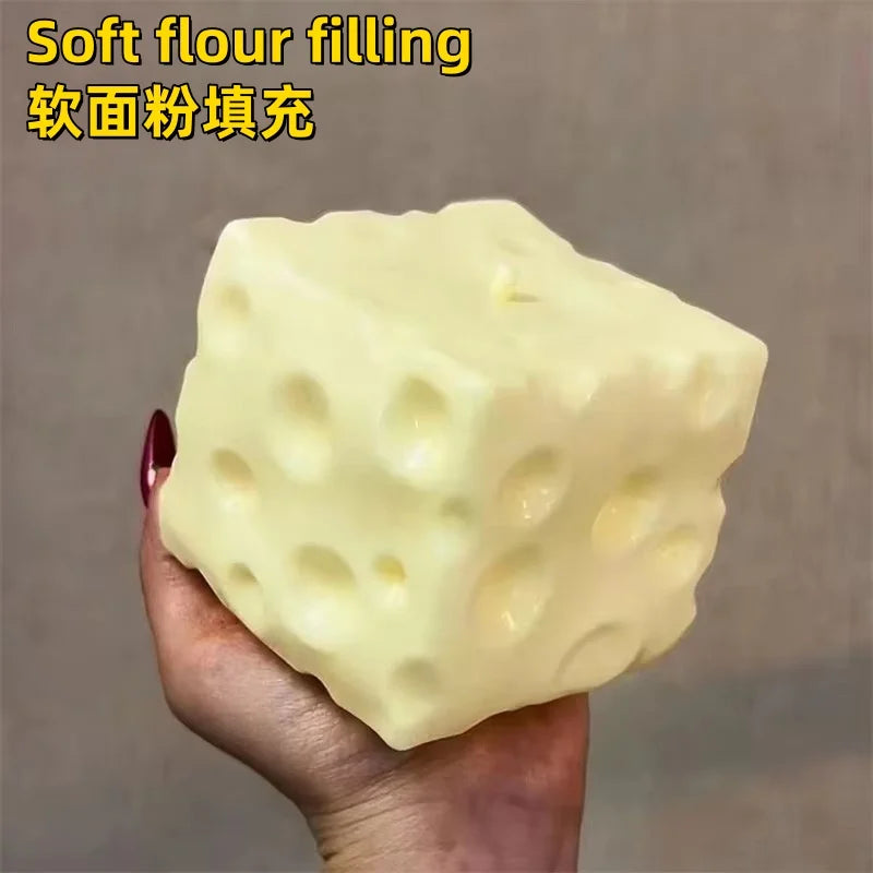 Big Cheese Cube Stress Squeeze Ball Shapeable Moldable Non-Bounce Fidget Toy ASMR Sensory Relaxing Toy Anxiety Relief Gadget