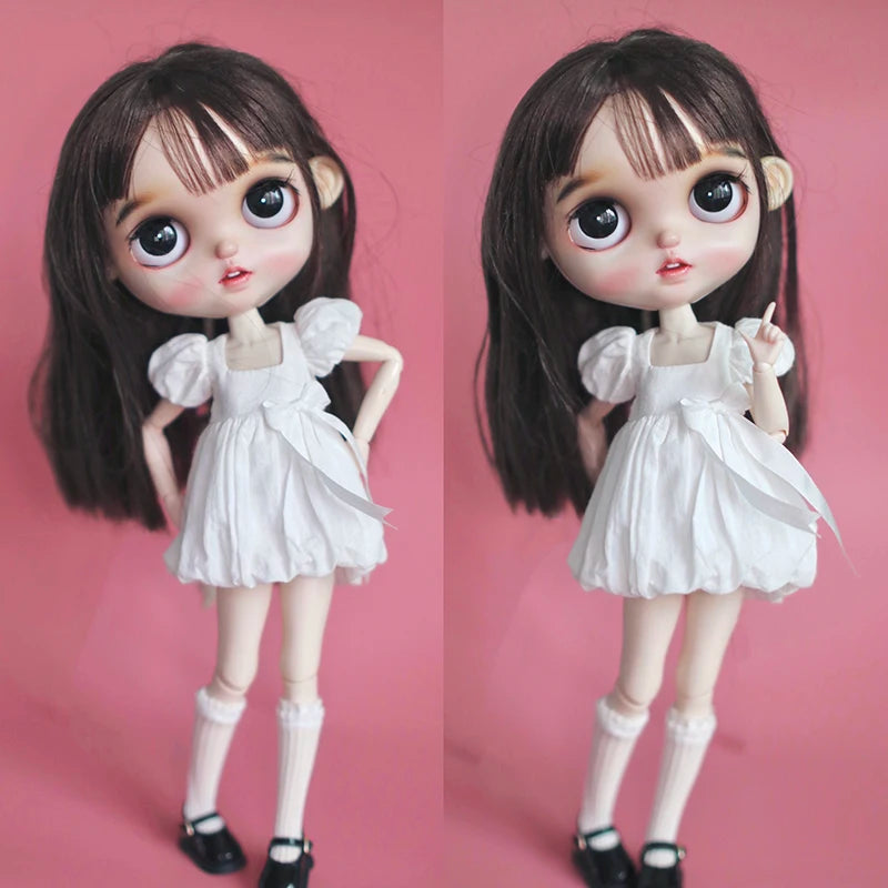 A Pair of Blyth Doll Lace Socks Cute Long White Sock for Blythe Licca Azone OB24 Pullip 1/6 Dolls Accessories Children Gifts