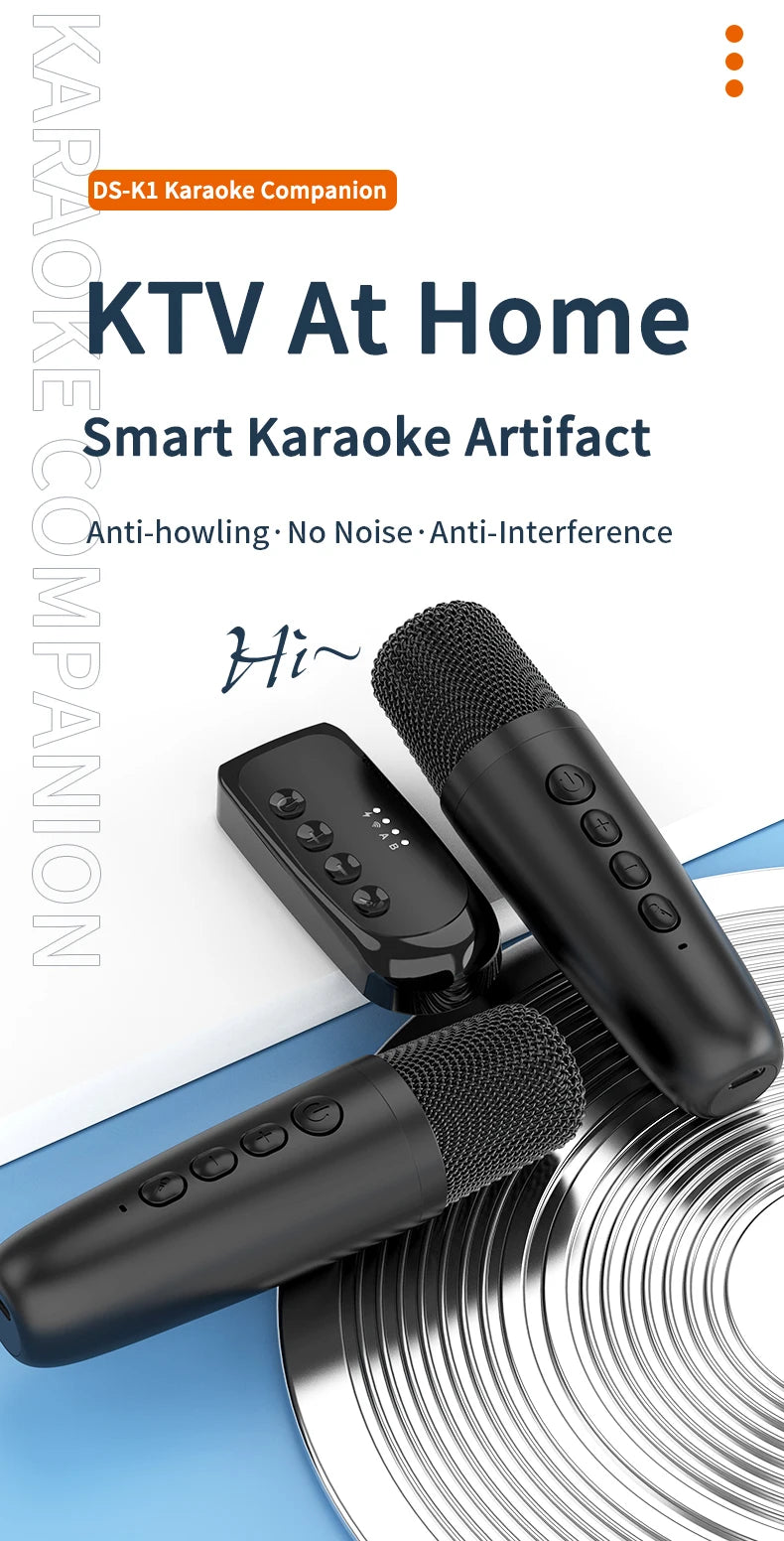 Wireless Car Microphone With Receiver Karaoke Companion 3.5MM AUX Stereo HIFI RGB Colorful Light Multi Sound Effect Mixer System