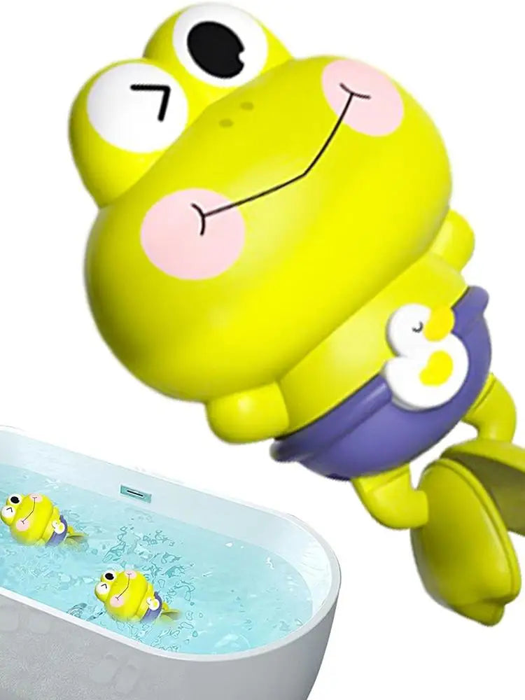 Wind-Up Swimming Frog Bath Toys for Toddlers, No Battery Mold-Free ABS Montessori Water Toy for Kids