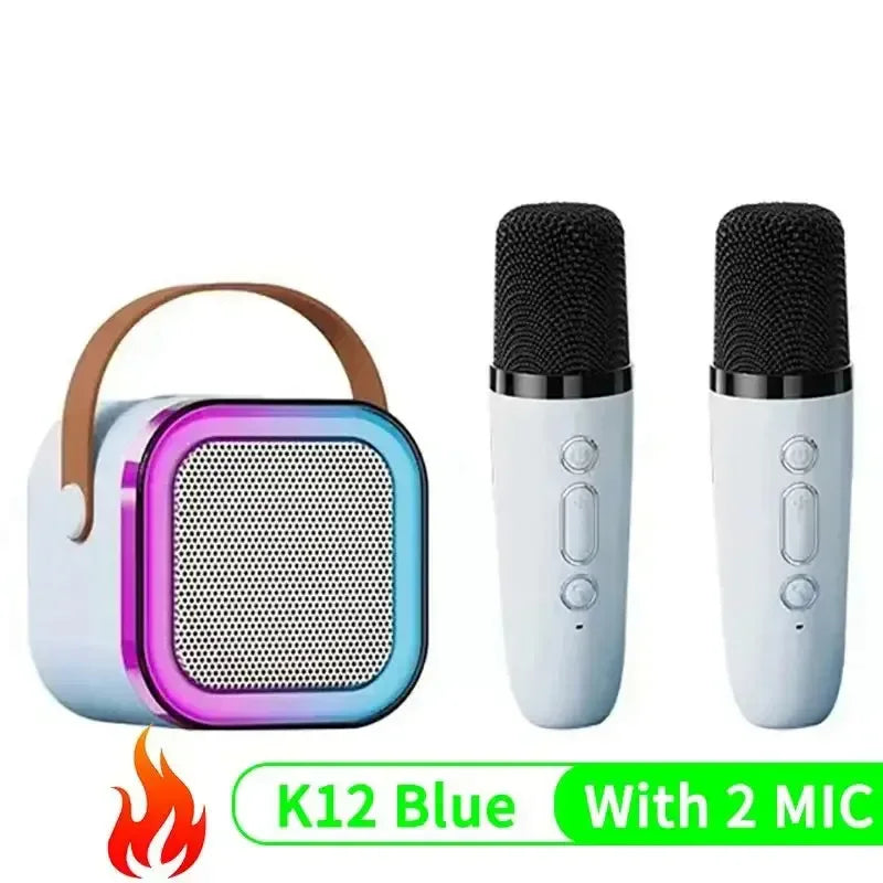 New K12 Karaoke Machine Portable Bluetooth Speaker With 1-2 Wireless Microphones HiFi Family Singing Loudspeaker Children's Gift