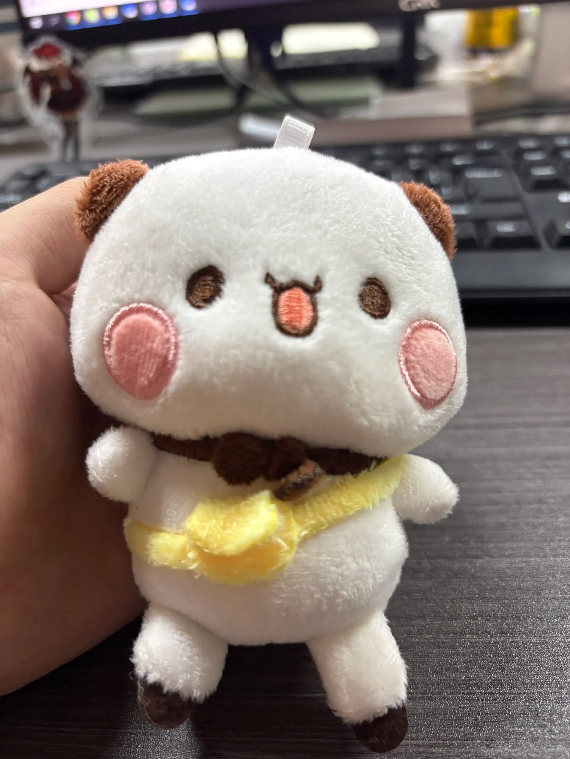 Cute Bubu and Yier Panda Plush Doll Keychain Soft Sleeping Buddy Kawaii Cartoon Bear Toy Car Sofa Decor Holiday Birthday Gift