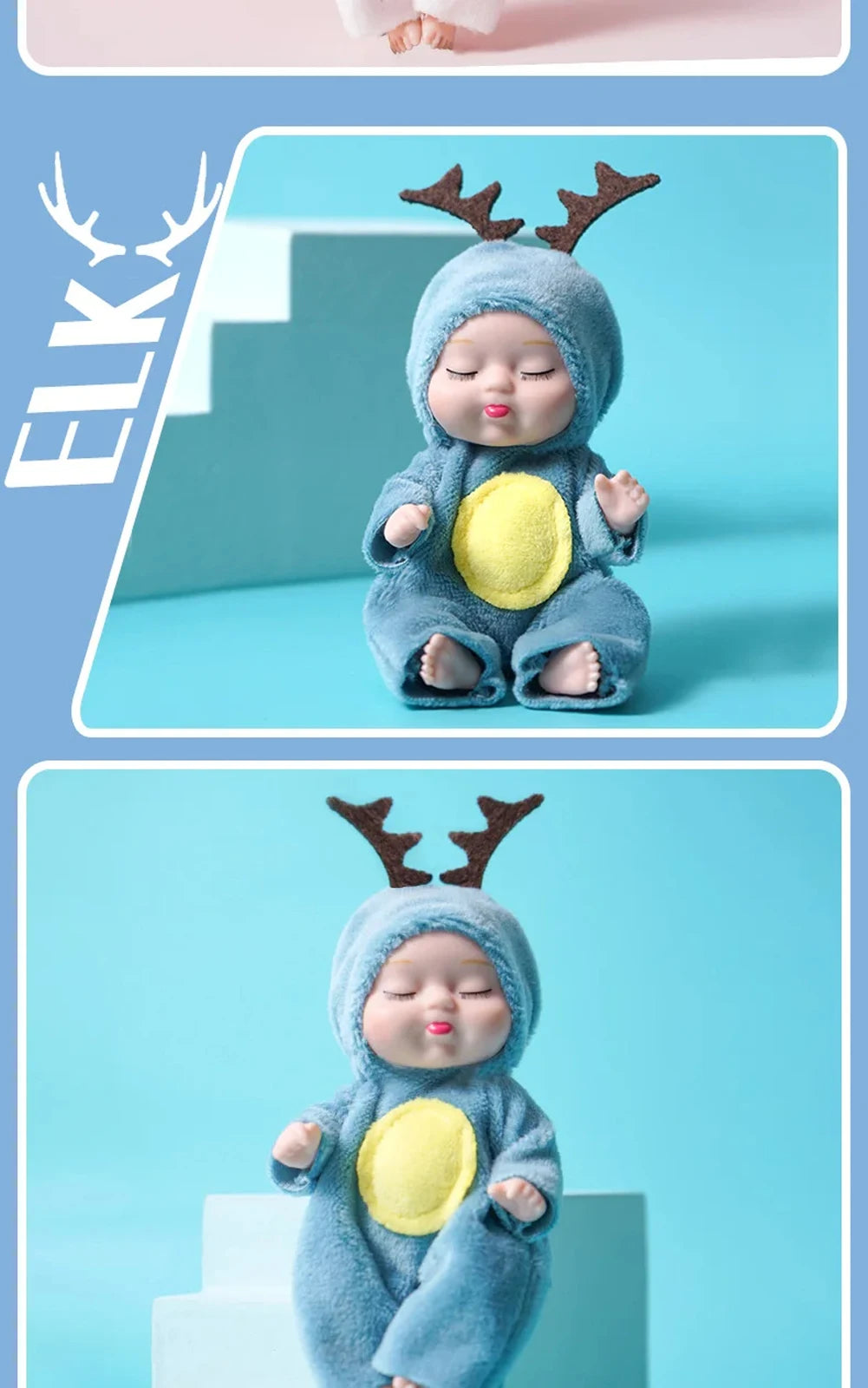 6Pcs Reborn Doll Kit Toy Simulation Princess Dolls Toy Mini Cute Sleeping Baby with Clothes Accessories Birthday Gift for Kids