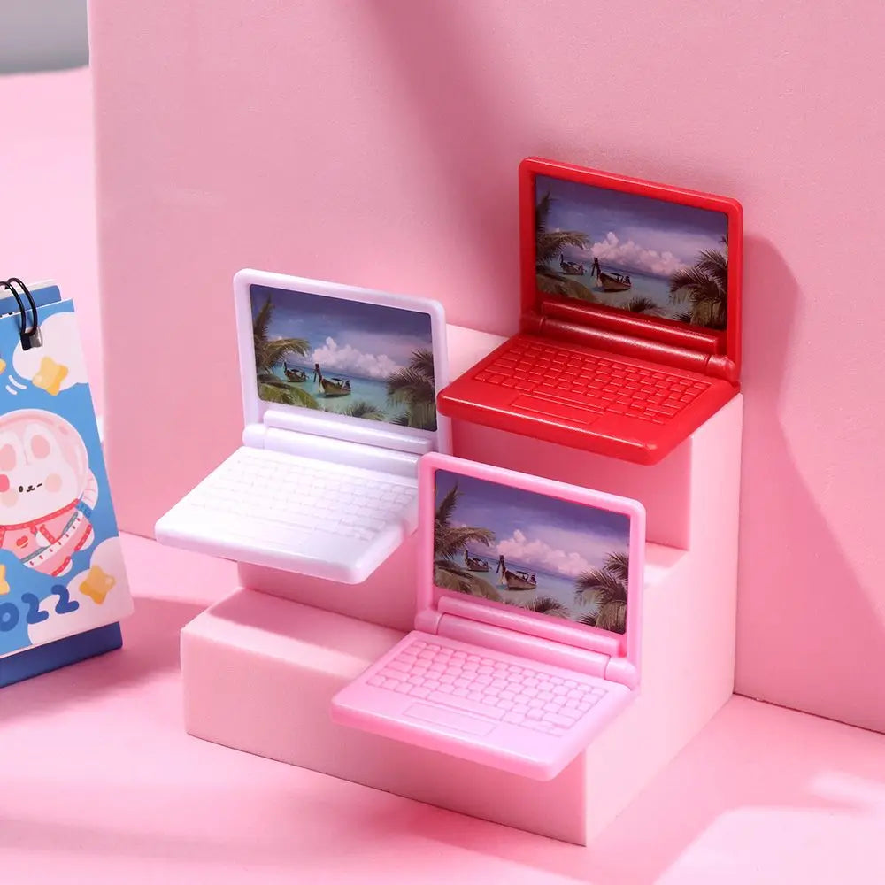 Dollhouse Miniature Modern Computer Foldable For Children Toy Furniture for Dolls Laptop Doll House Decoration Accessories
