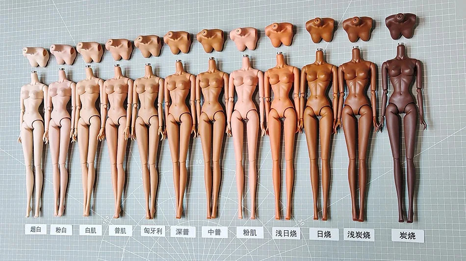 NEW LULY/Supermodel Doll Body Toy 12 Skin Tones High Quality With Replacement Big Boobs 1/6 Body Parts Removable For Babi Doll