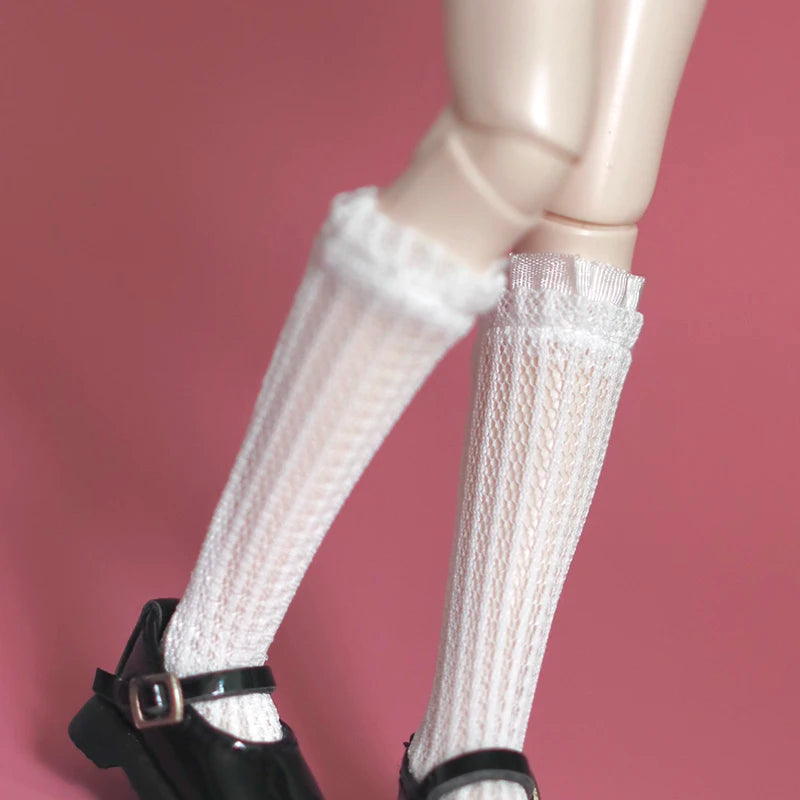 A Pair of Blyth Doll Lace Socks Cute Long White Sock for Blythe Licca Azone OB24 Pullip 1/6 Dolls Accessories Children Gifts