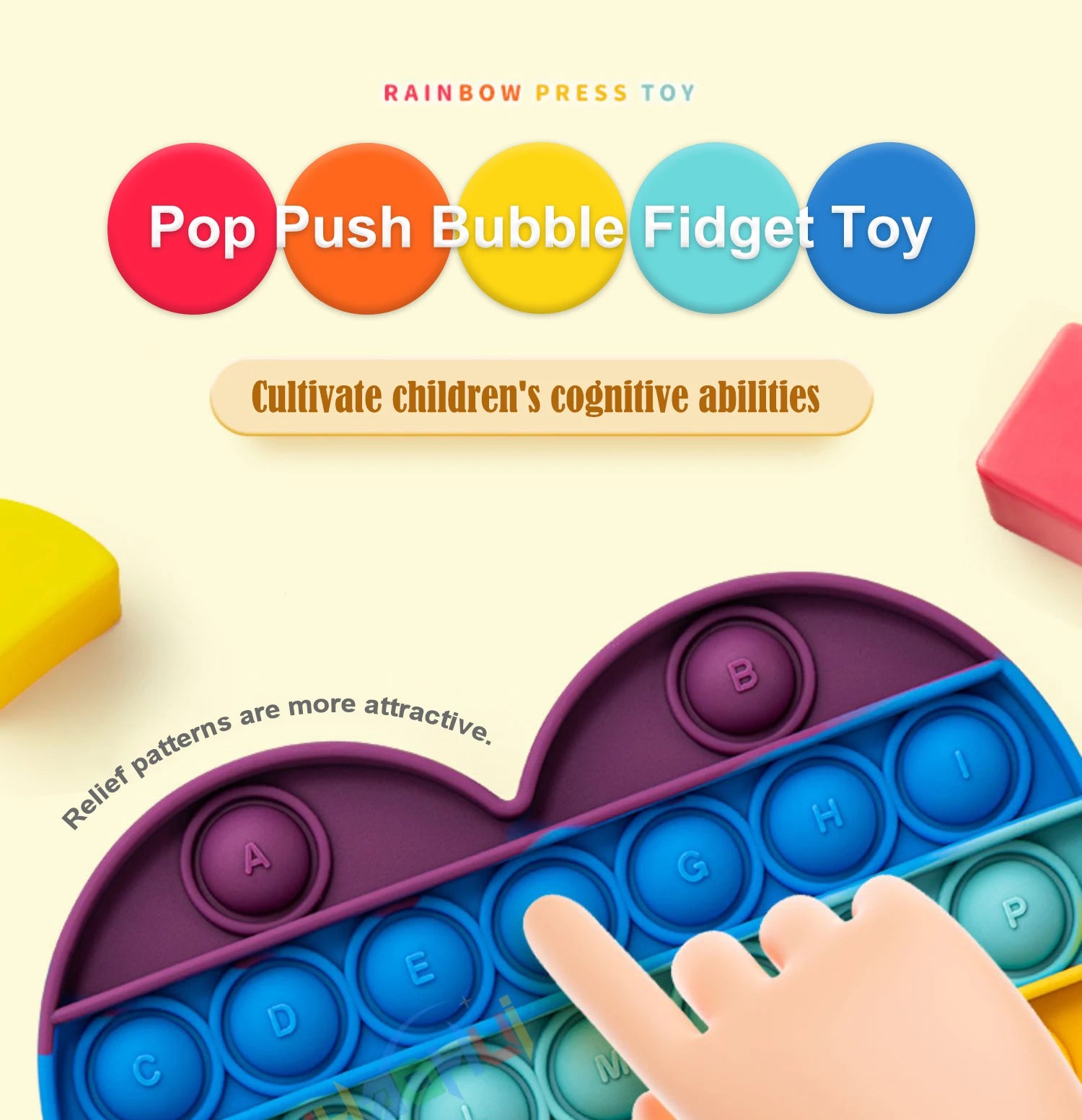 Rainbow Pop Push Bubblle Fidget Anti Stress Relief Toys for Adult Children Special Needs Sensory Toys Interactive Toys for Kids