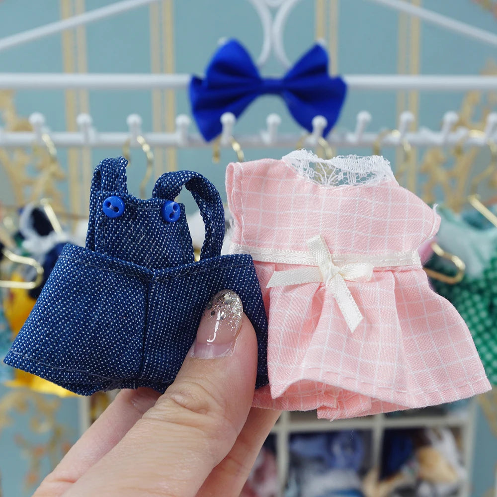 Dress Dollhouse Accessories 1:12 Forest Animal Family Clothes Fashion Daily Wear Casual Outfits Vest Shirt Skirt Pants  for Doll