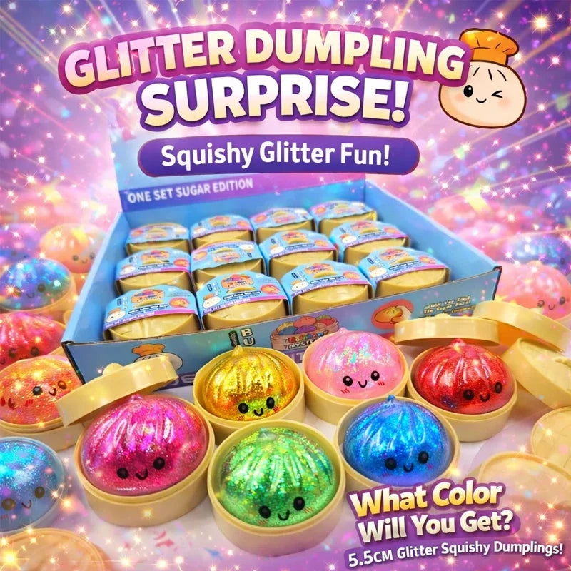 New Glitter Dumpling Glitter Dumpling Squishy with Box Dumplings Sensory Squeeze Toy for Stress Relief