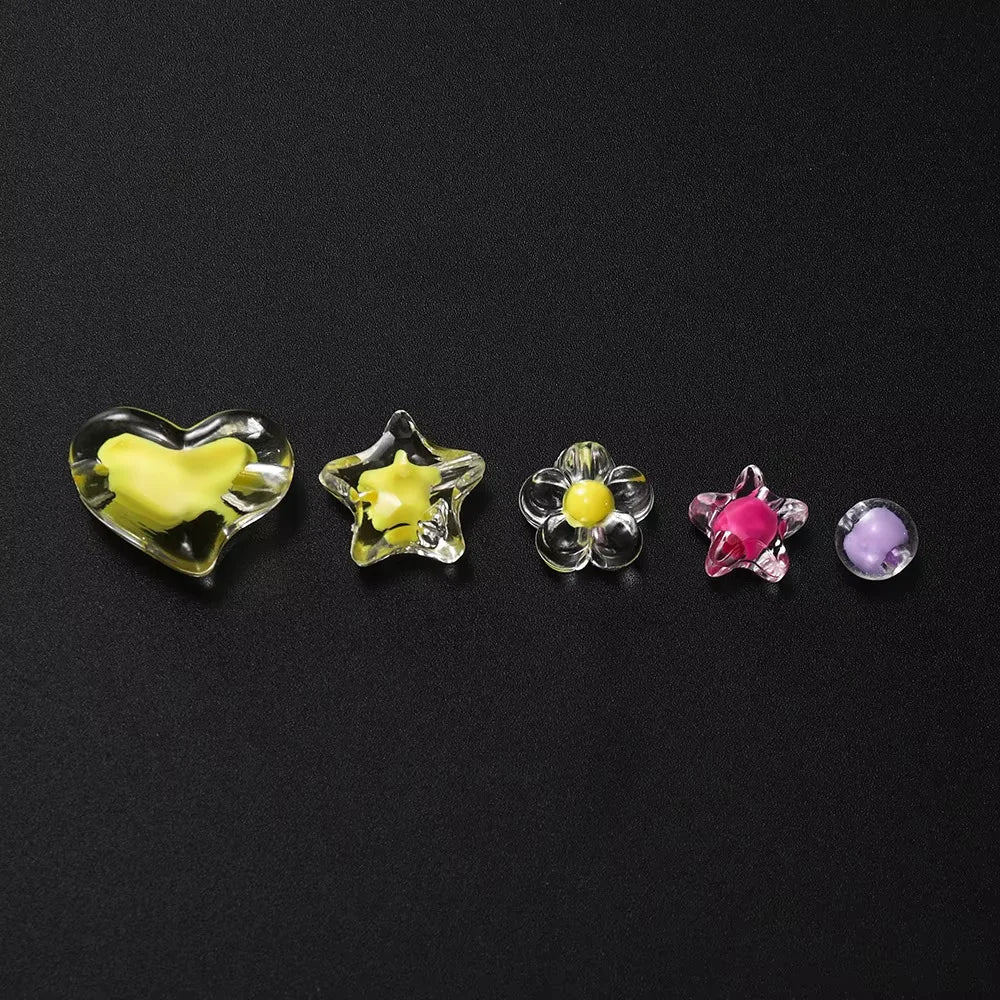 174pcs/Box Heart Acrylic Beads Flower Round Spacer Loose Beads Kits for Bracelet Necklace Jewelry Making Accessories