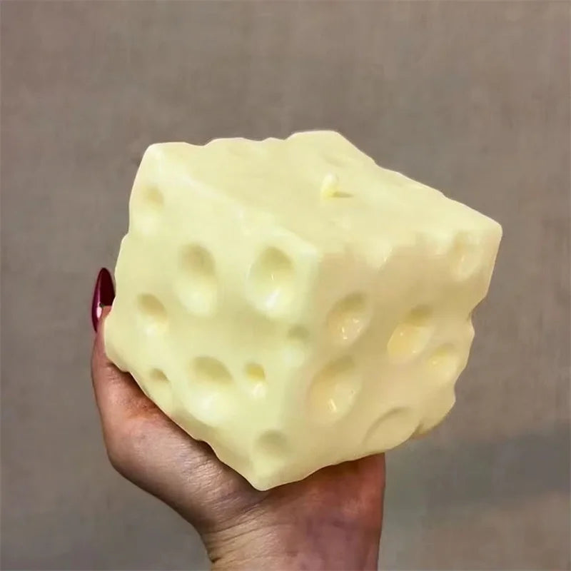 Big Cheese Cube Stress Squeeze Ball Shapeable Moldable Non-Bounce Fidget Toy ASMR Sensory Relaxing Toy Anxiety Relief Gadget