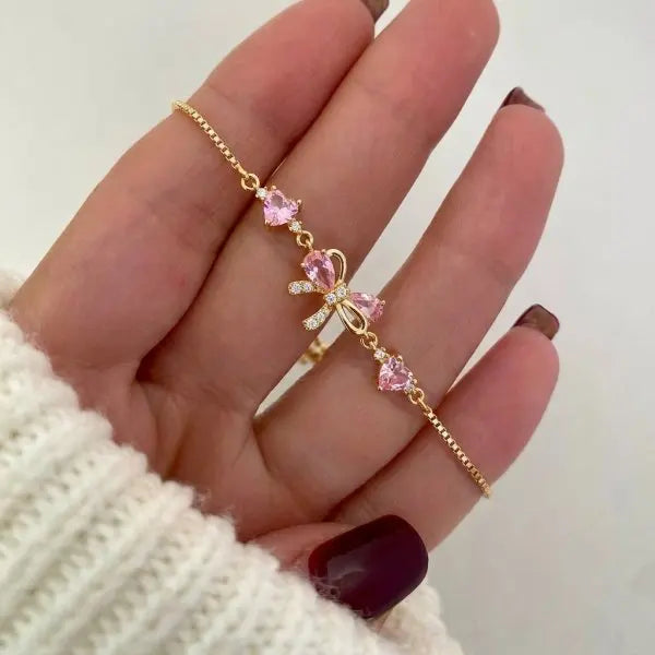 Sparkling Cherry Blossoms Butterfly Bracelet Women's Fashion Temperament Wave Moon Flower Adjustable Bracelet Wedding Jewelry