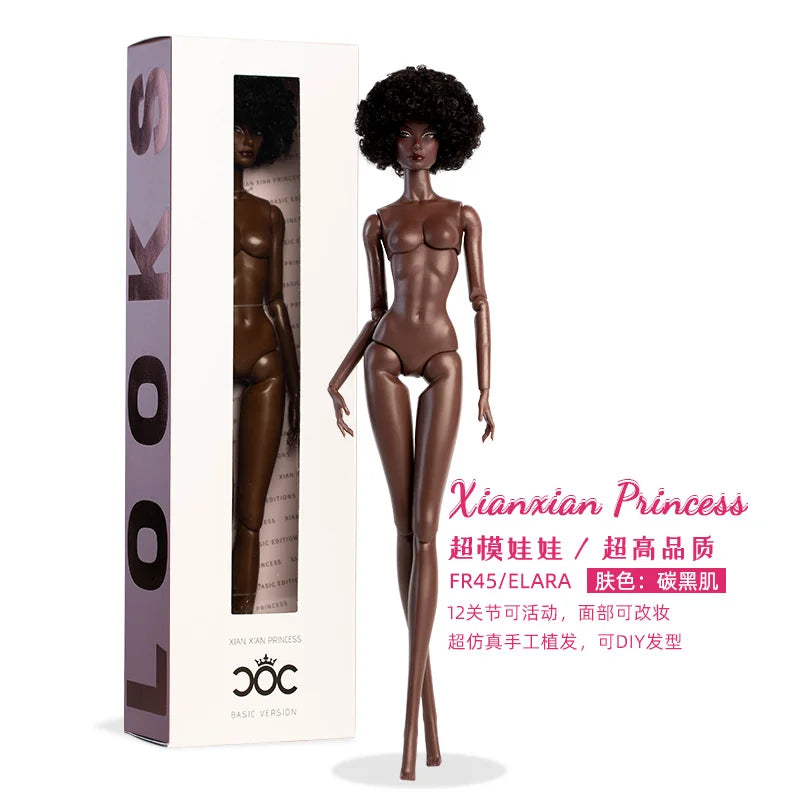 Xianxian New Supermodel Doll / 32cm Nude Naked Doll with Normal Skin Blond Hair / 12 Joint Movable Body + Head / 1/6 Doll Toy