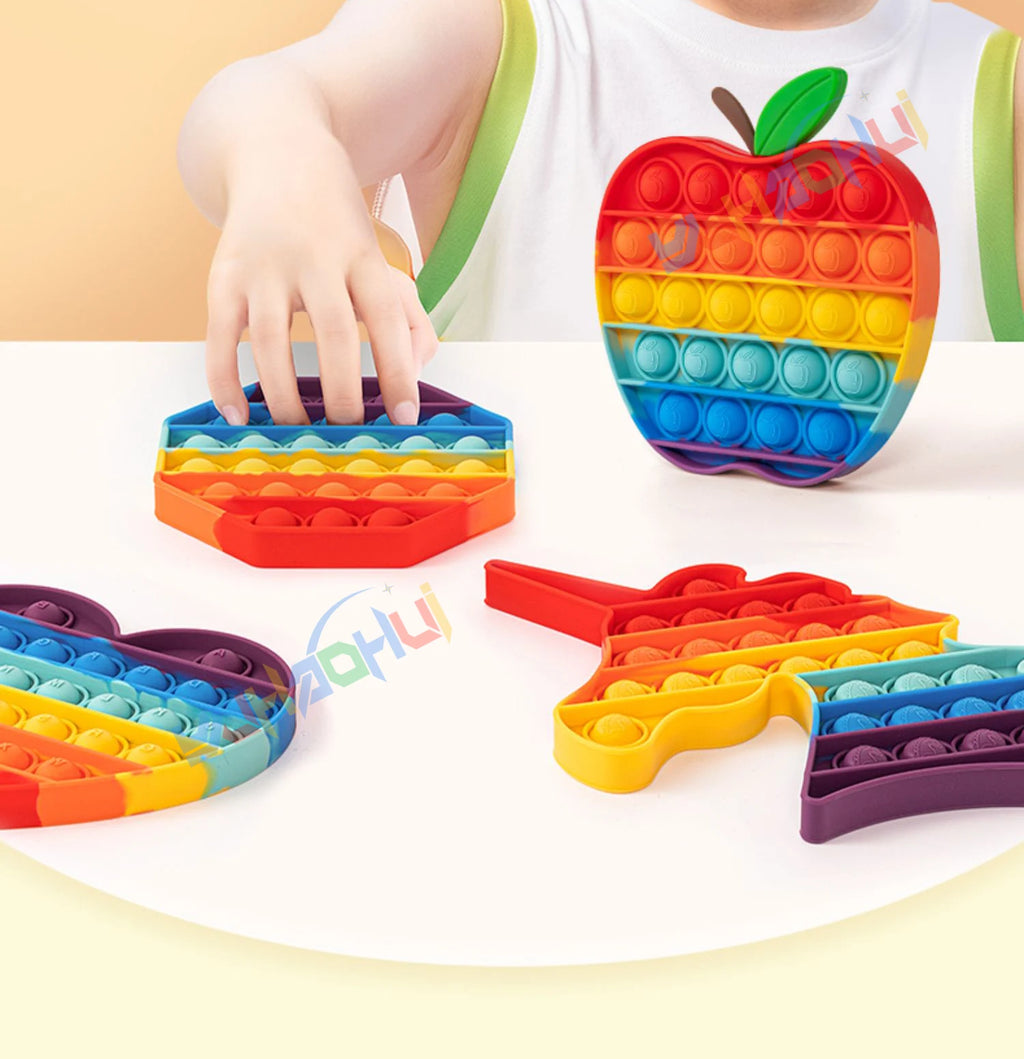 Rainbow Pop Push Bubblle Fidget Anti Stress Relief Toys for Adult Children Special Needs Sensory Toys Interactive Toys for Kids