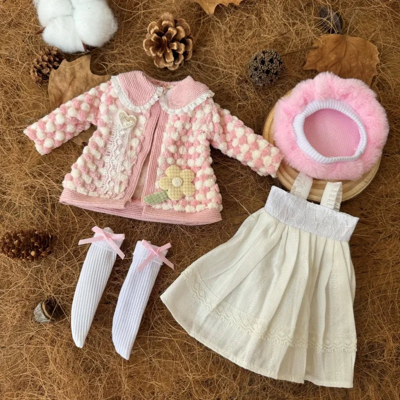BJD Doll Clothes 30cm 1/6 Scale Winter Dress and Cute Hat Accessories for Girl's Gift Outfit
