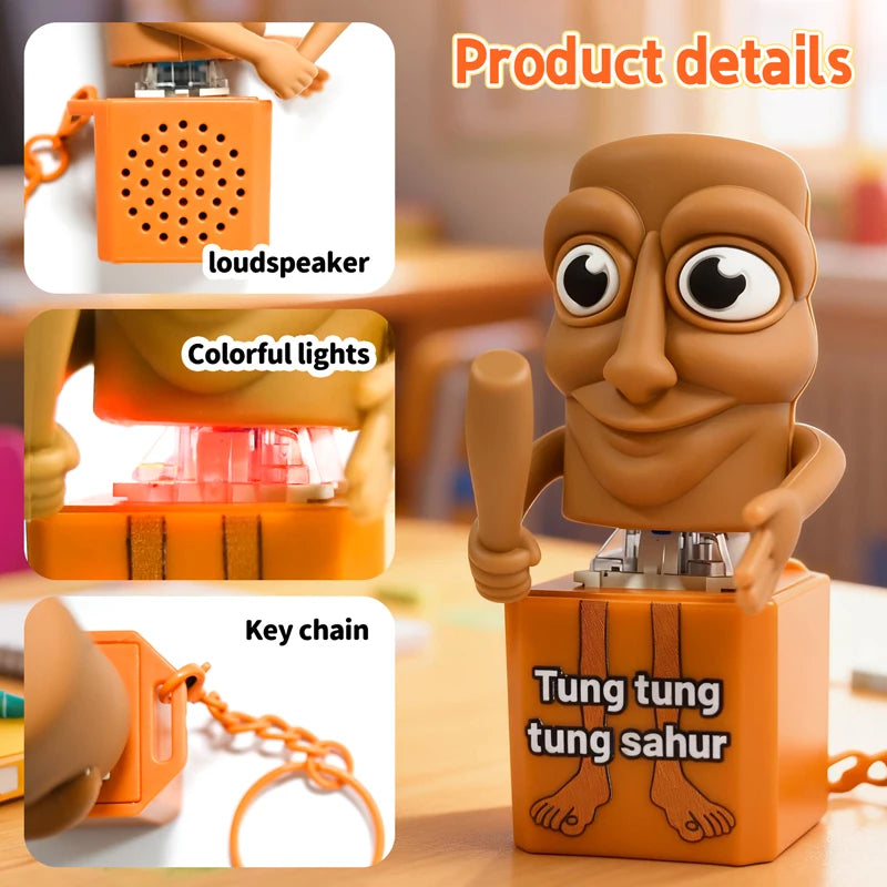 Tung tung tung Sahur Keychain Wooden Stick Man Button Keychain Luminous Pendant Anime Peripheral Decor Decor Gift Toys