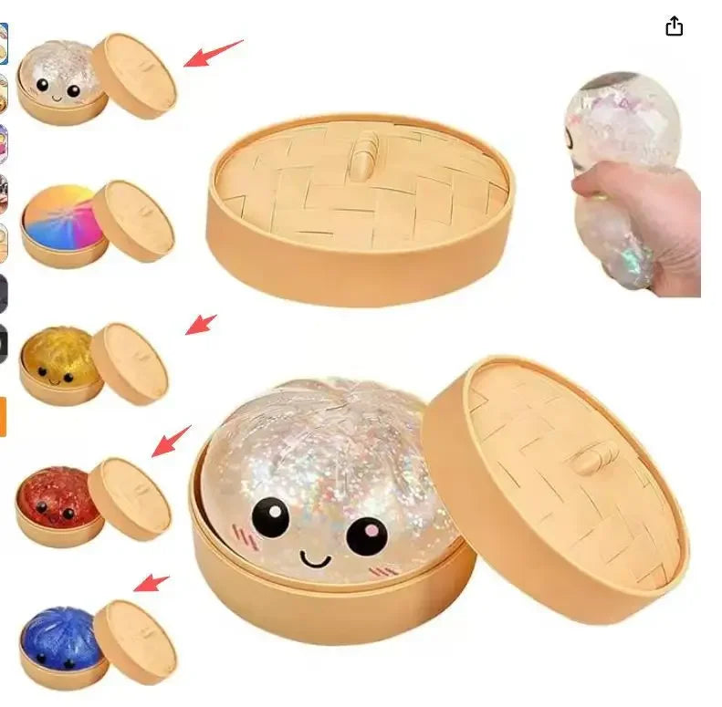 New Glitter Dumpling Glitter Dumpling Squishy with Box Dumplings Sensory Squeeze Toy for Stress Relief