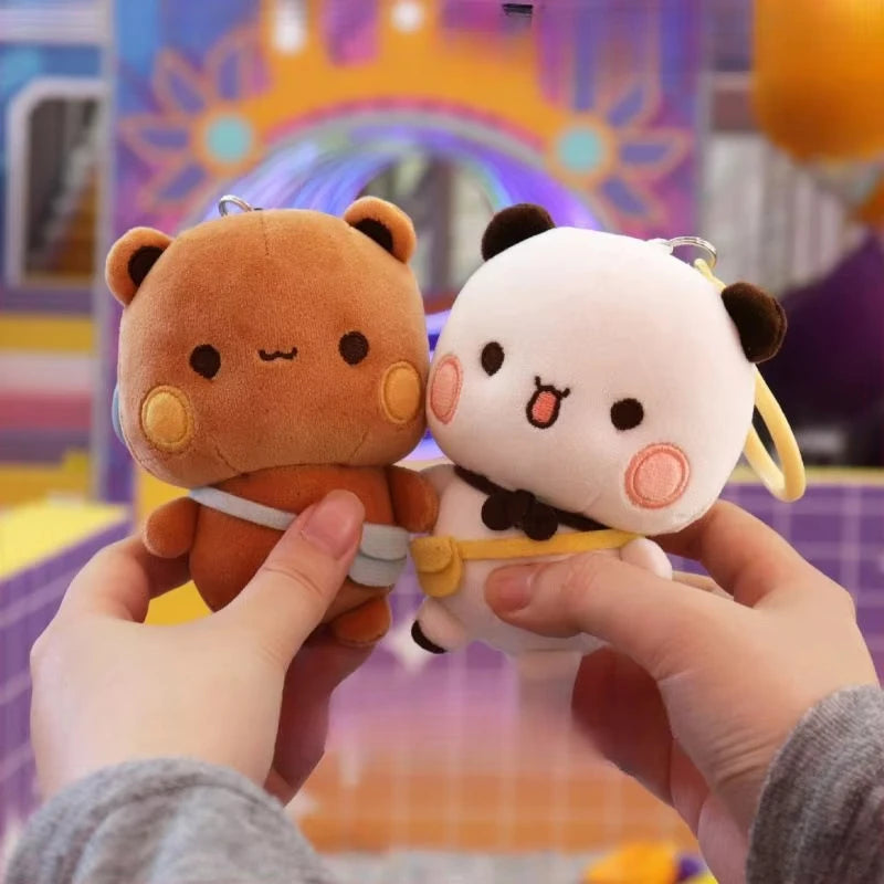 Cute Bubu and Yier Panda Plush Doll Keychain Soft Sleeping Buddy Kawaii Cartoon Bear Toy Car Sofa Decor Holiday Birthday Gift