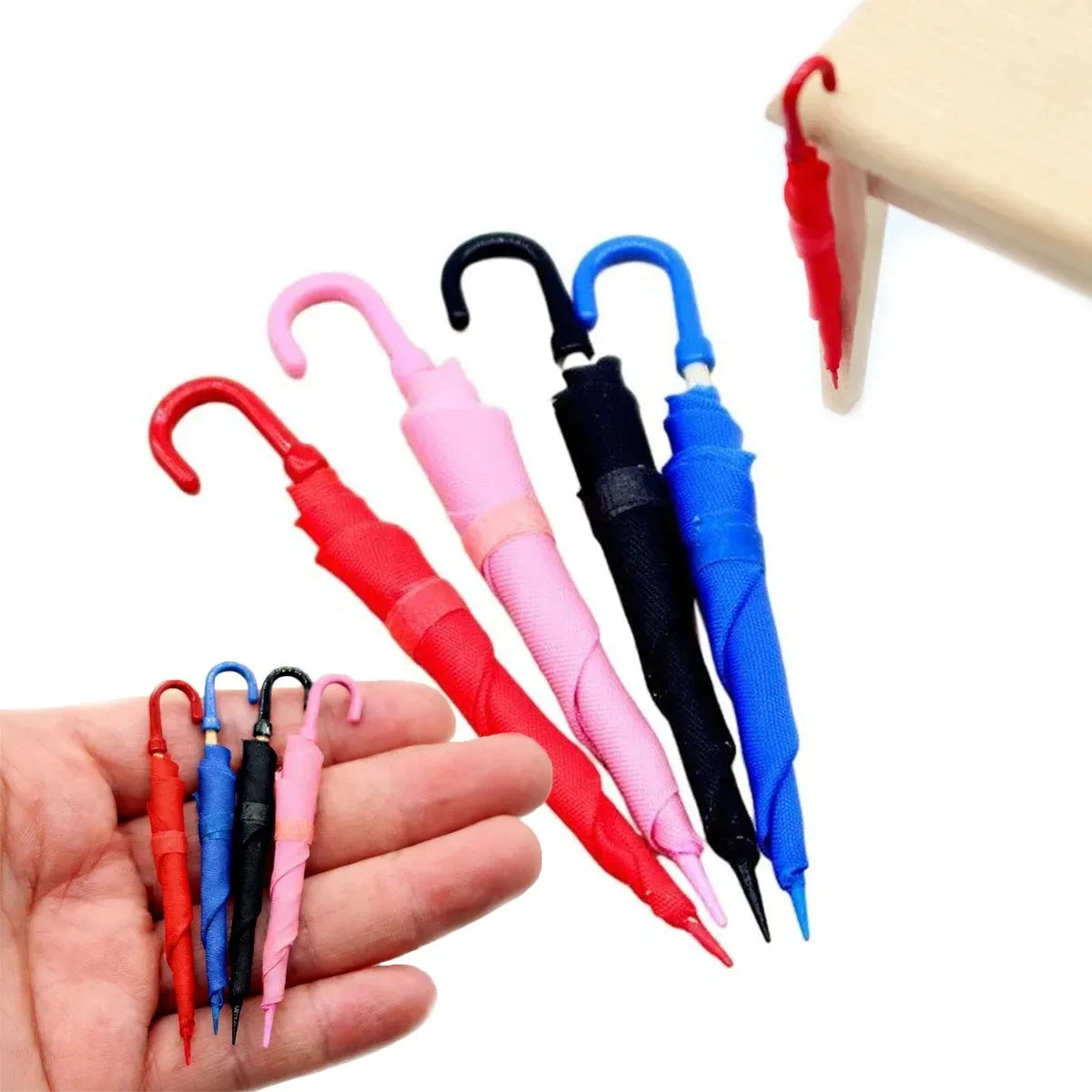 Dollhouse Mini Umbrella – Realistic 1:12 Non-Opening Dollhouse Accessory for Fairy Garden Paths & Micro Landscapes