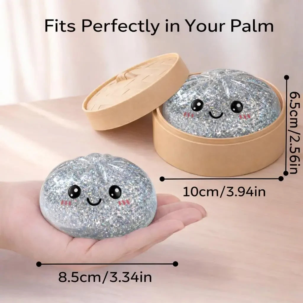 New Glitter Dumpling Glitter Dumpling Squishy with Box Dumplings Sensory Squeeze Toy for Stress Relief