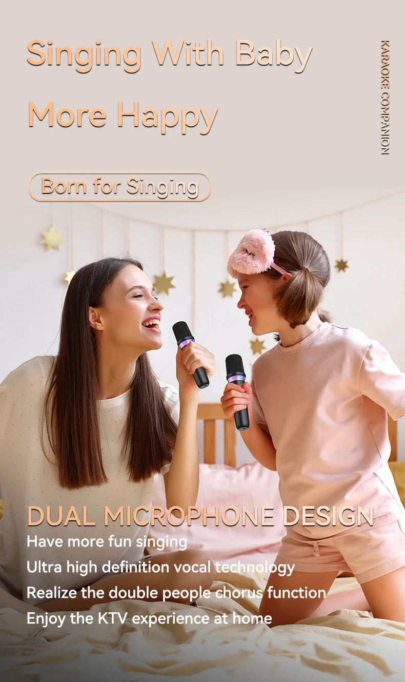 Wireless Car Microphone With Receiver Karaoke Companion 3.5MM AUX Stereo HIFI RGB Colorful Light Multi Sound Effect Mixer System