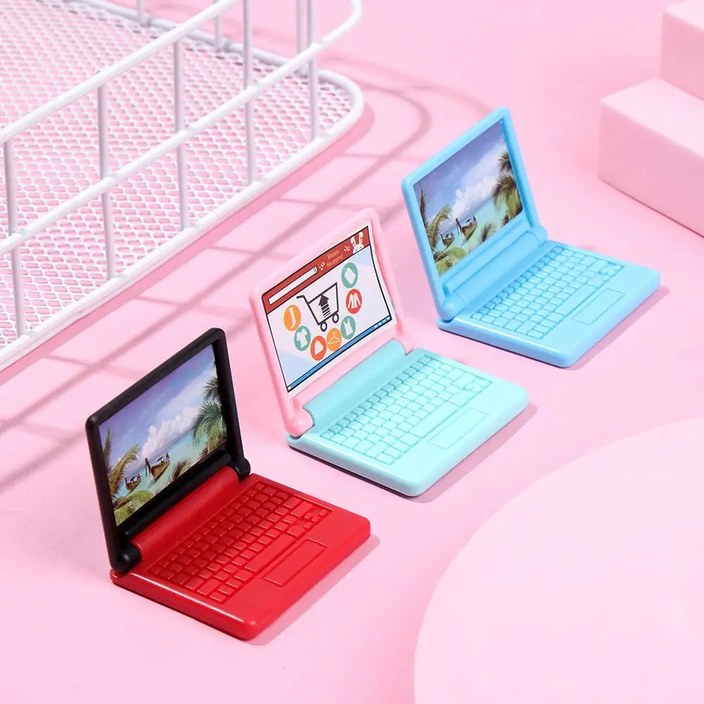 Dollhouse Miniature Modern Computer Foldable For Children Toy Furniture for Dolls Laptop Doll House Decoration Accessories