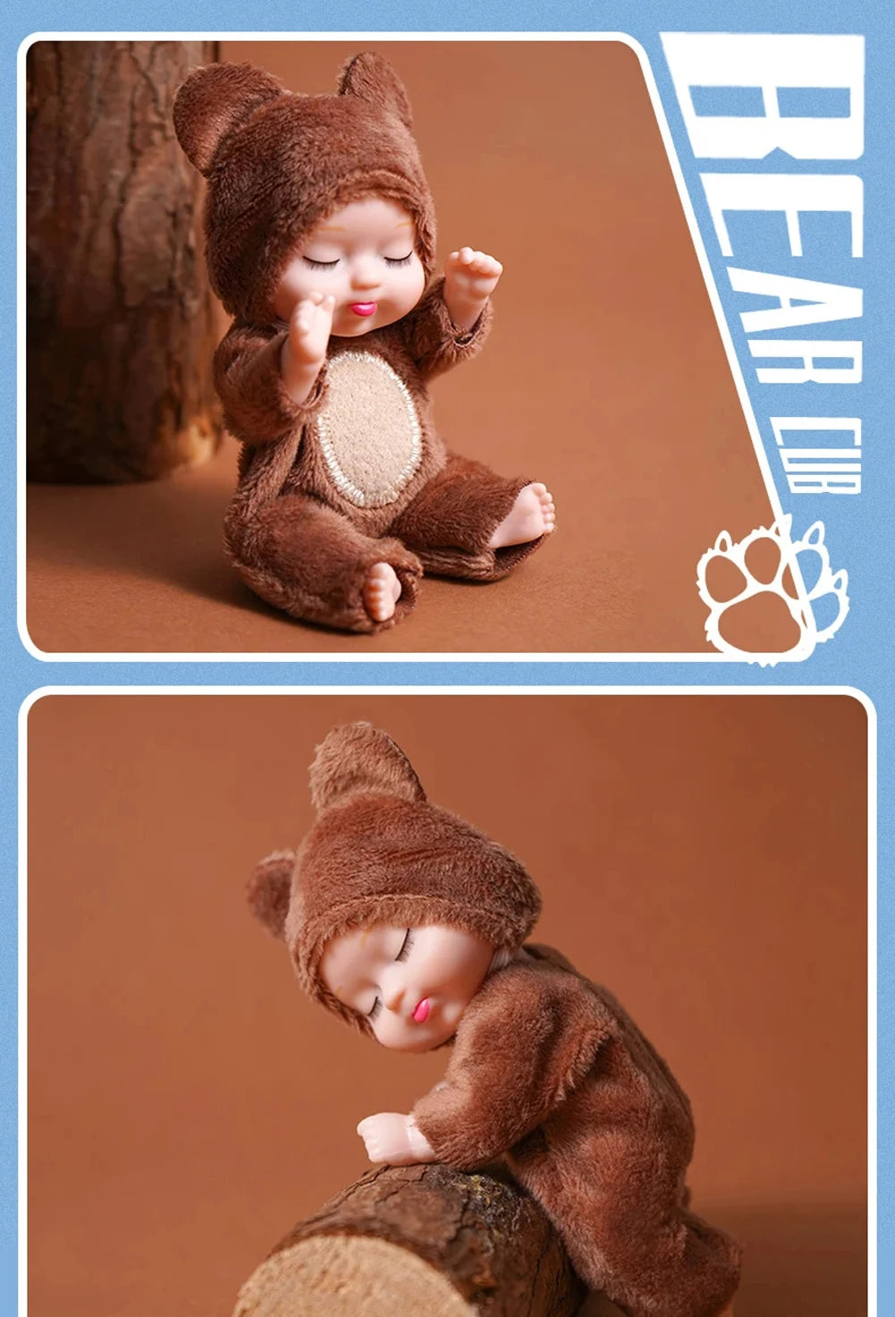 6Pcs Reborn Doll Kit Toy Simulation Princess Dolls Toy Mini Cute Sleeping Baby with Clothes Accessories Birthday Gift for Kids