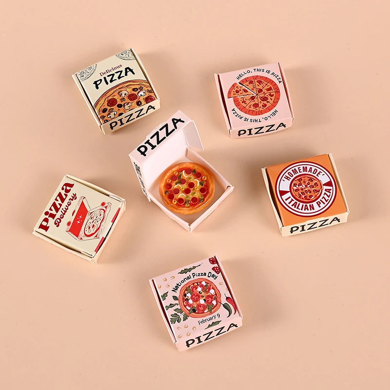 6pcs/set Dollhouse Miniature Pizza Or Packing Box Model Kitchen Food Decor Toy Doll House Accessories