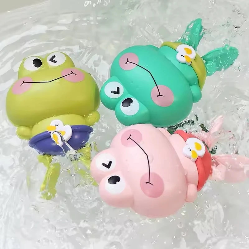 Wind-Up Swimming Frog Bath Toys for Toddlers, No Battery Mold-Free ABS Montessori Water Toy for Kids