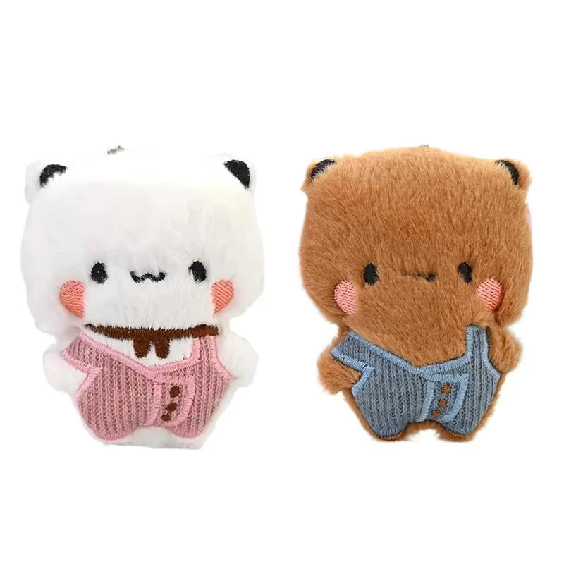 Cute Bubu and Yier Panda Plush Doll Keychain Soft Sleeping Buddy Kawaii Cartoon Bear Toy Car Sofa Decor Holiday Birthday Gift