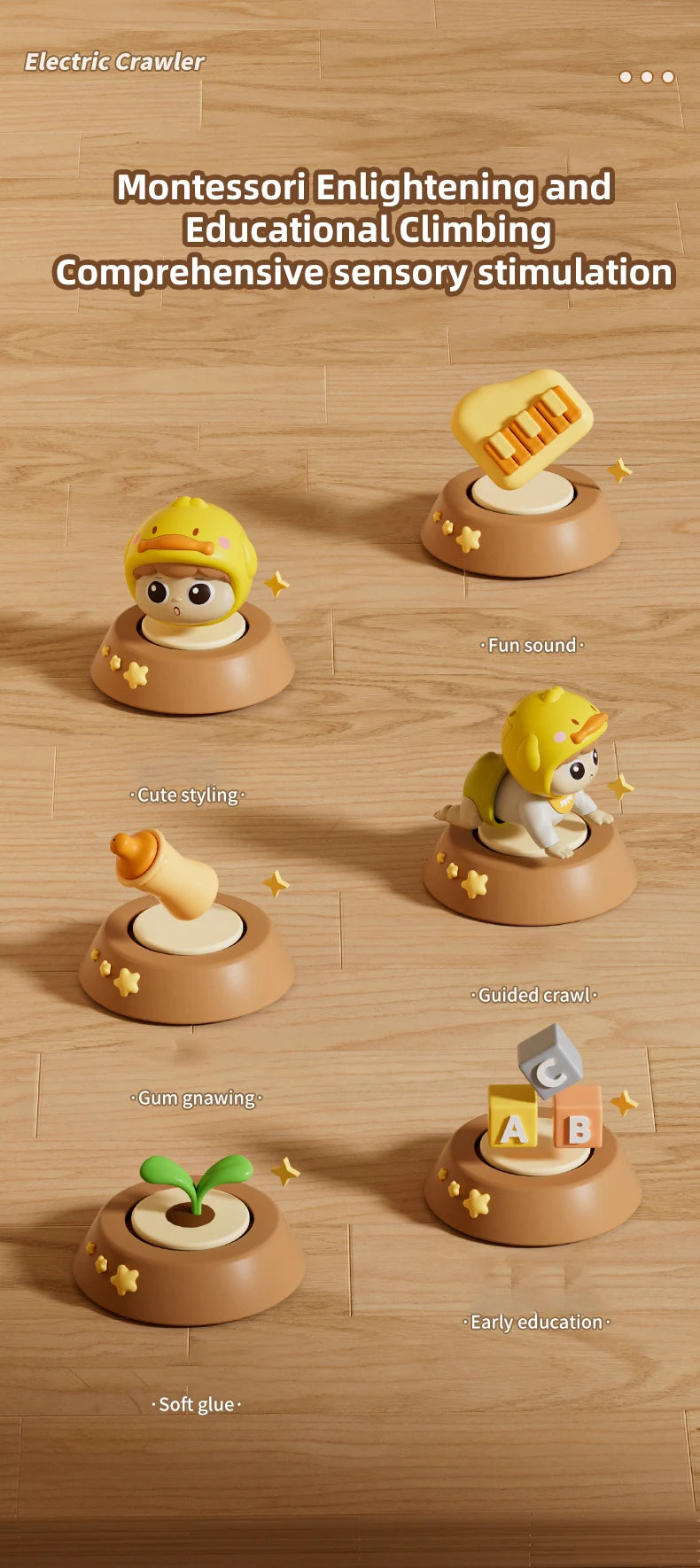 Music Crawling doll baby Toy, 0-1 Year Old, Learning Crawling Guidance and Head-Lifting Training soothing Toy, Children's Day Gi