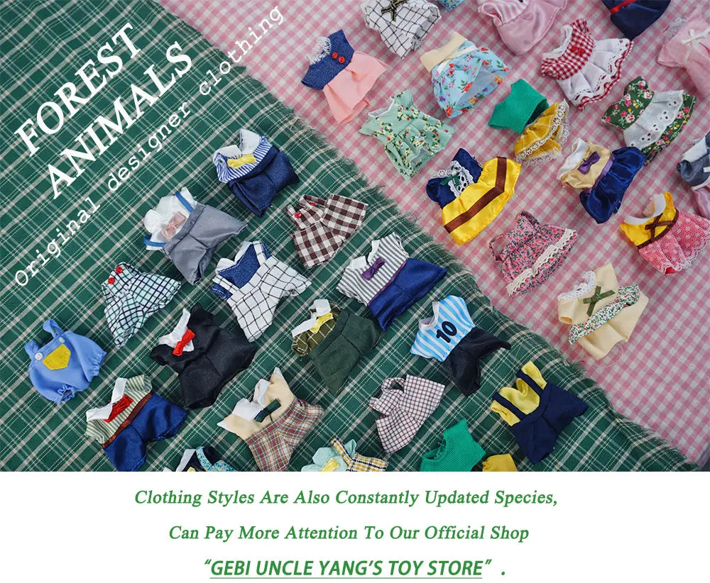 Dress Dollhouse Accessories 1:12 Forest Animal Family Clothes Fashion Daily Wear Casual Outfits Vest Shirt Skirt Pants  for Doll