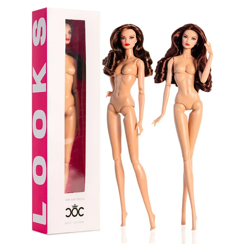Xianxian New Supermodel Doll / 32cm Nude Naked Doll with Normal Skin Blond Hair / 12 Joint Movable Body + Head / 1/6 Doll Toy
