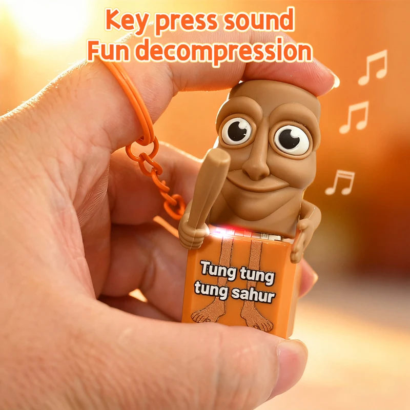 Tung tung tung Sahur Keychain Wooden Stick Man Button Keychain Luminous Pendant Anime Peripheral Decor Decor Gift Toys