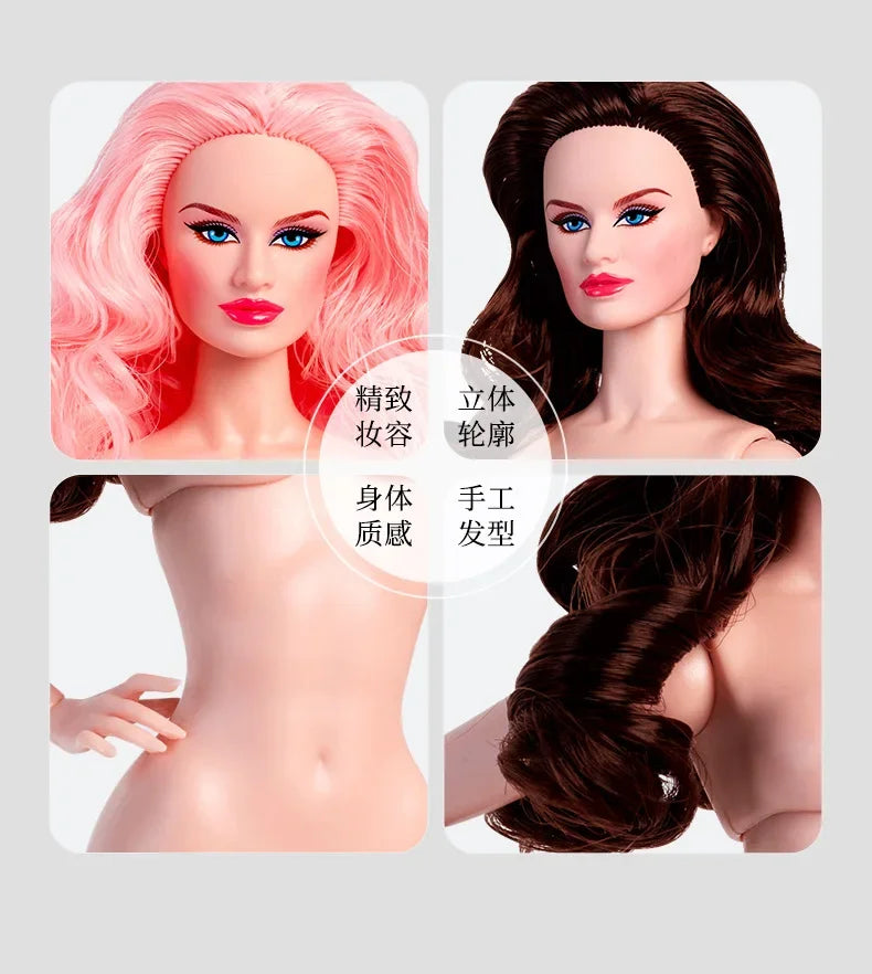 Xianxian New Supermodel Doll / 32cm Nude Naked Doll with Normal Skin Blond Hair / 12 Joint Movable Body + Head / 1/6 Doll Toy