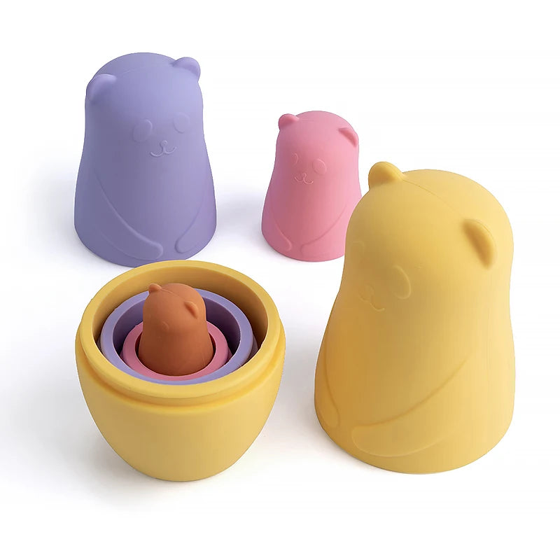 1setMontessori Nesting Dolls Toy Russian Matryoshka Doll Educational Toys for Children Silicone Stacking Blocks Doll Inside Doll