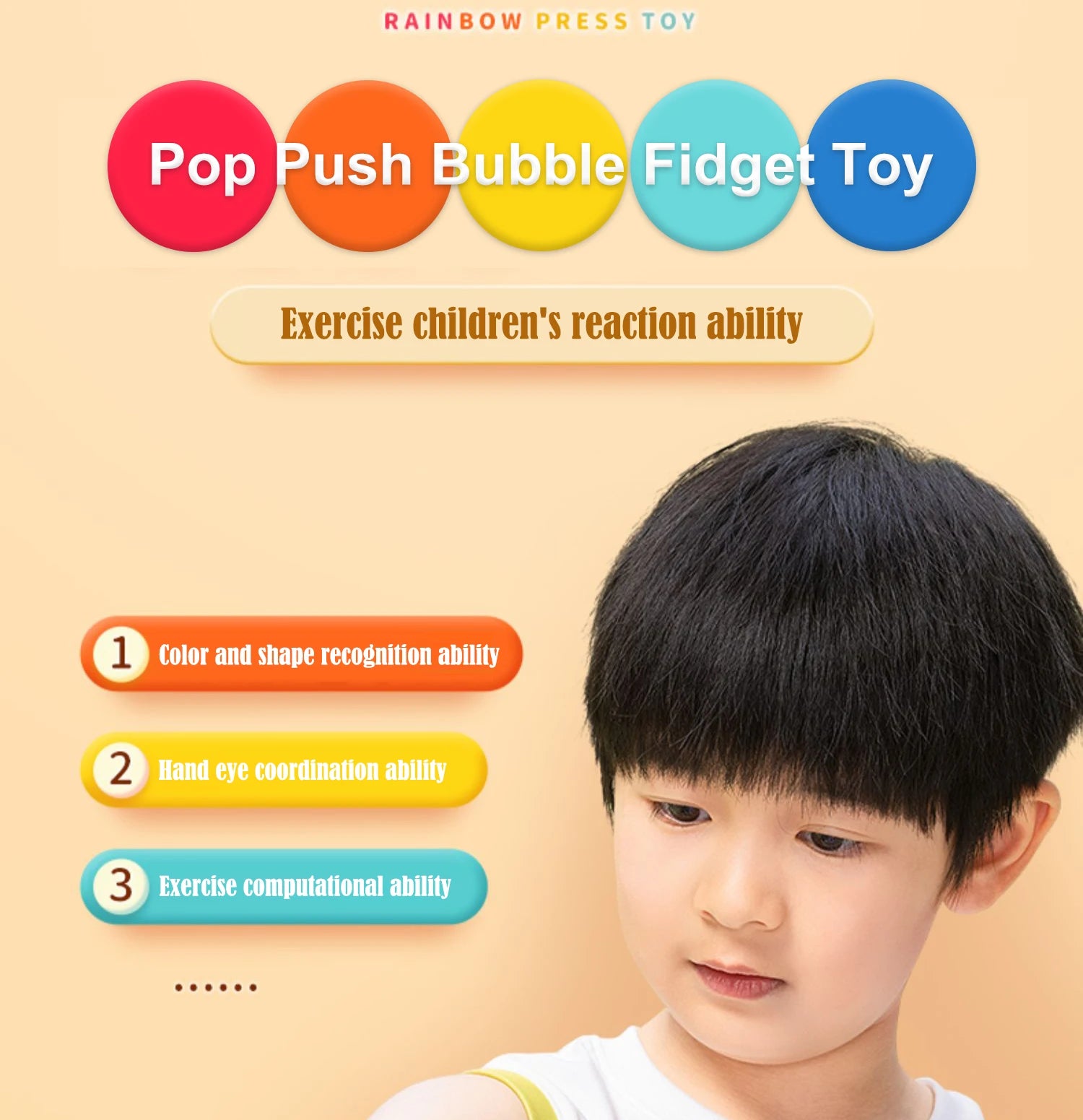 Rainbow Pop Push Bubblle Fidget Anti Stress Relief Toys for Adult Children Special Needs Sensory Toys Interactive Toys for Kids
