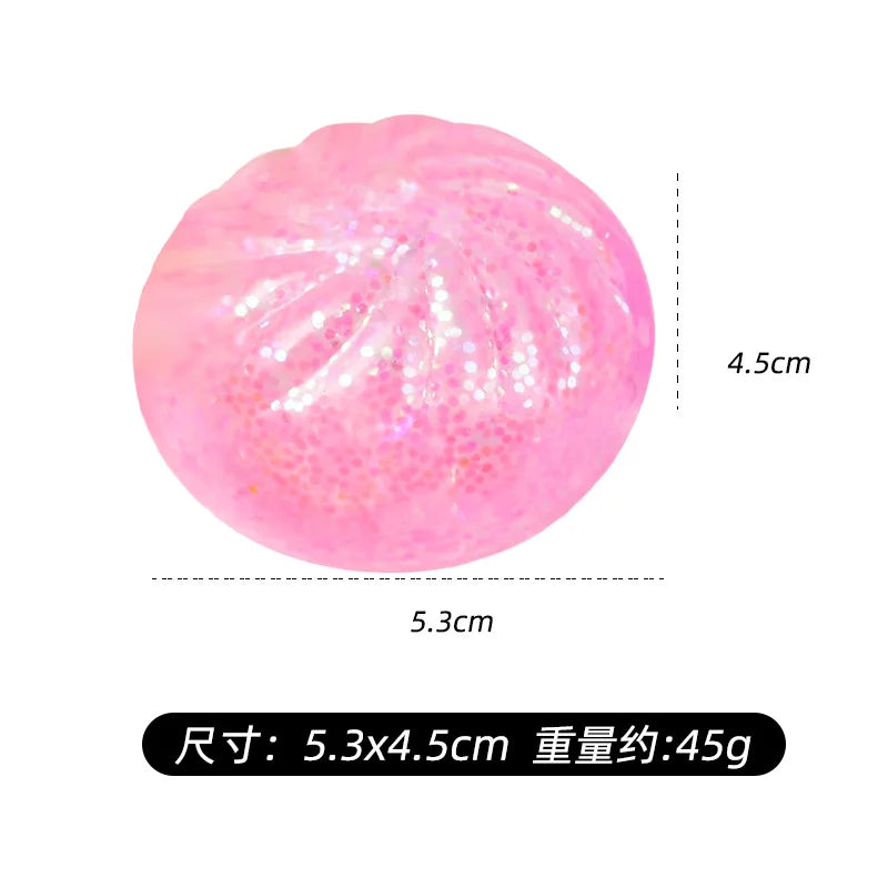 Mini Glitter Dumpling Squishy with Box Dumplings Sensory Squeeze Toy for Stress Relief Random Color