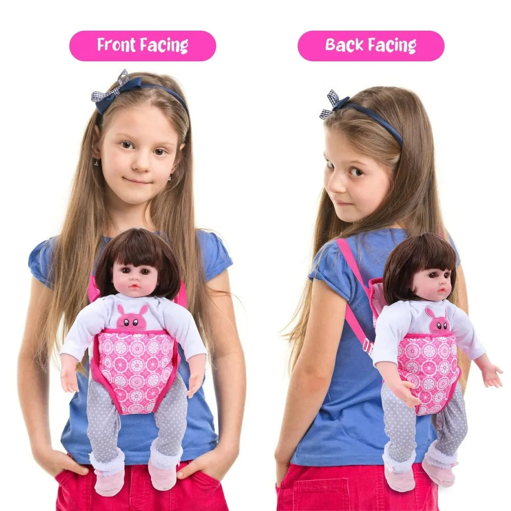 Dolls Out Going Carry Bag Backpack Strap Newborn Clothes Accessories Baby Doll Portable Toy Carrier Front Storage Birthday Gift