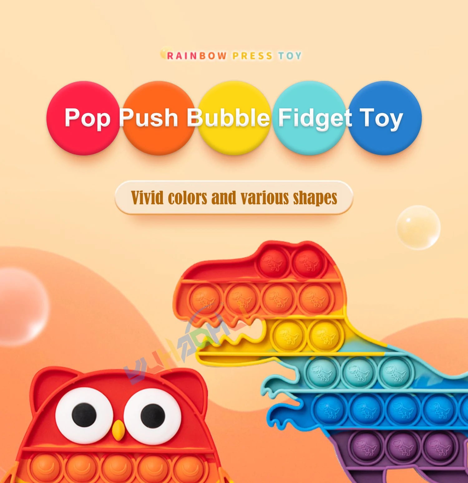 Rainbow Pop Push Bubblle Fidget Anti Stress Relief Toys for Adult Children Special Needs Sensory Toys Interactive Toys for Kids